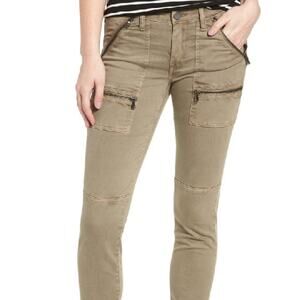 BLANKNYC Zipper Utility Skinny Jeans Low Rise Many pockets Denim Khaki Size 26